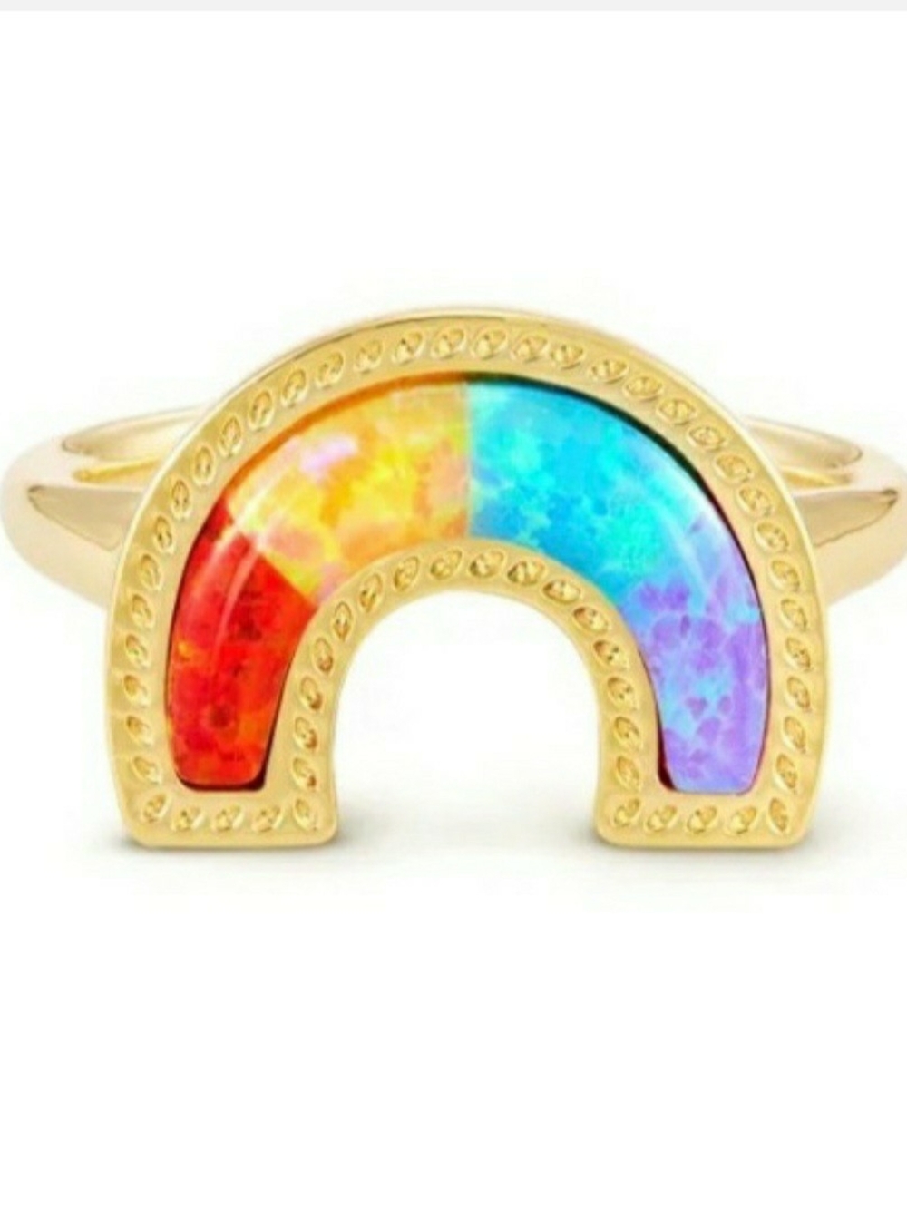 Kendra Scott Multicolor Rainbow Opal Gold Ring